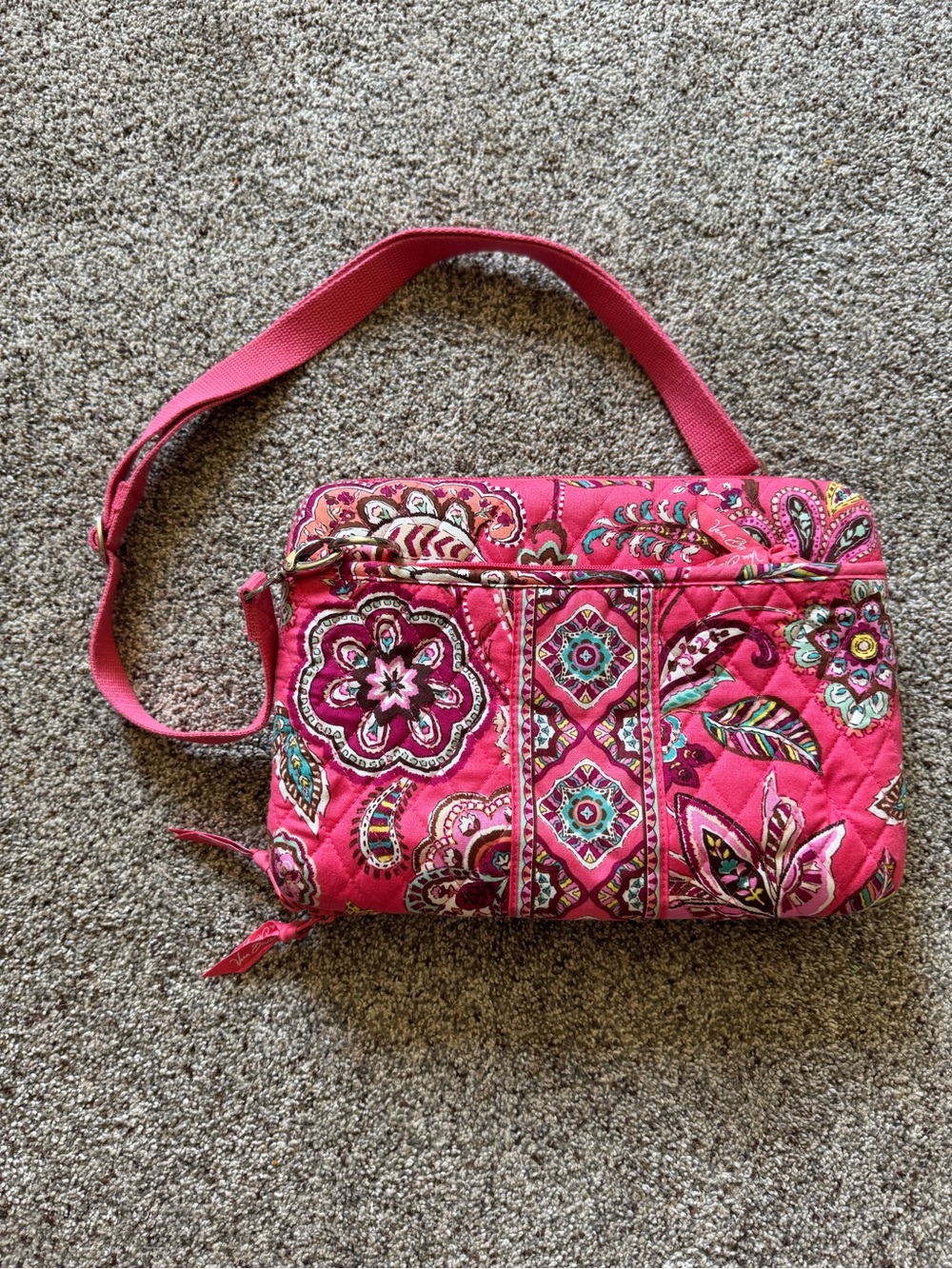 Vera Bradley Quilted Floral Crossbody tablet iPad hard case Bag coral